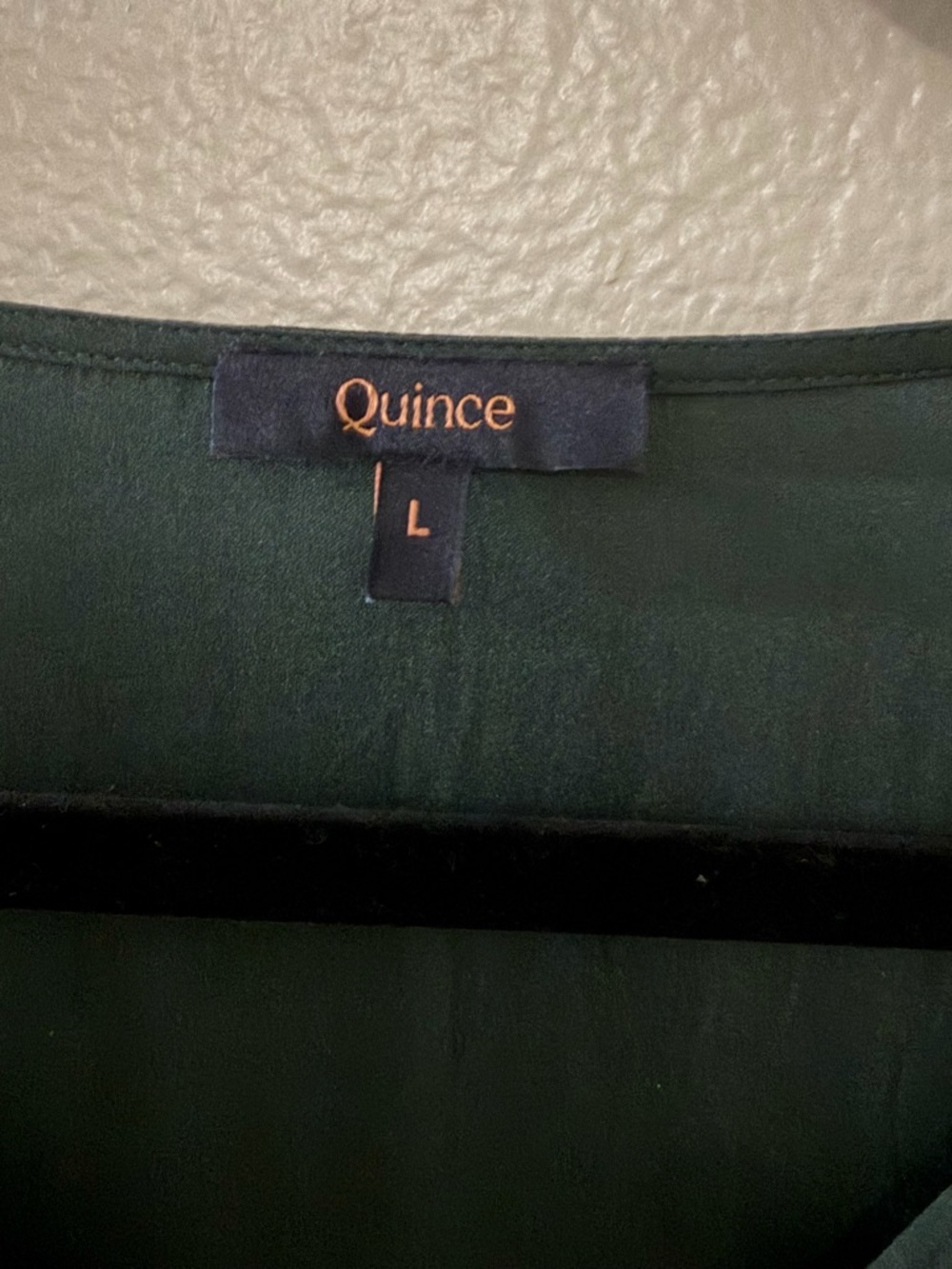 Quince Washable Stretch Silk V-Neck Smocked Sleeve Mini Dress Forest Green L - Picture 7 of 10